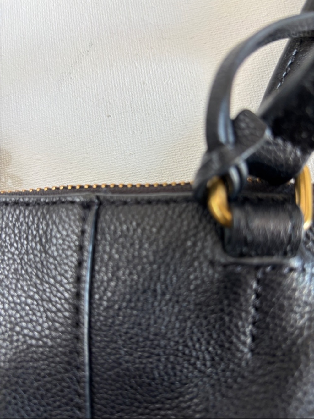 Fossil Black Leather Tote with Gold Accents - Picture 14 of 16